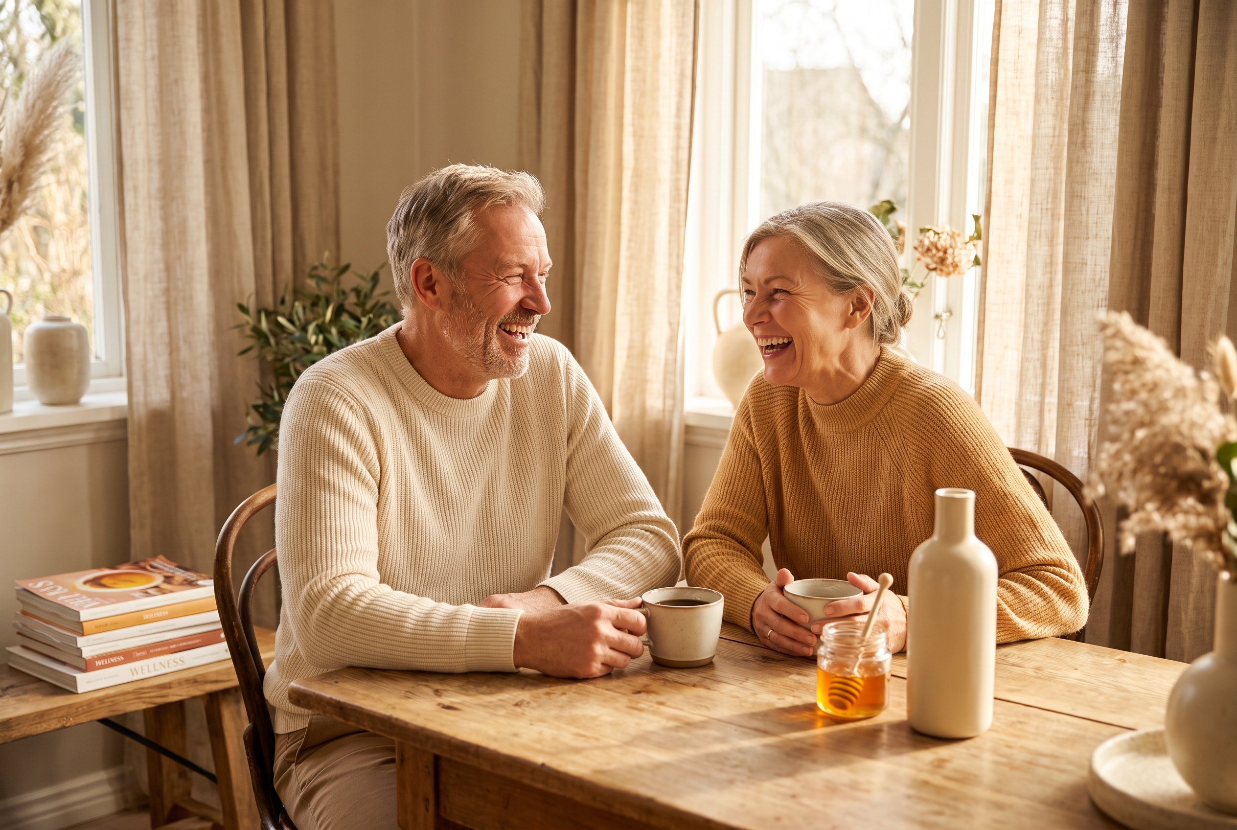 A couple enjoying their morning routine