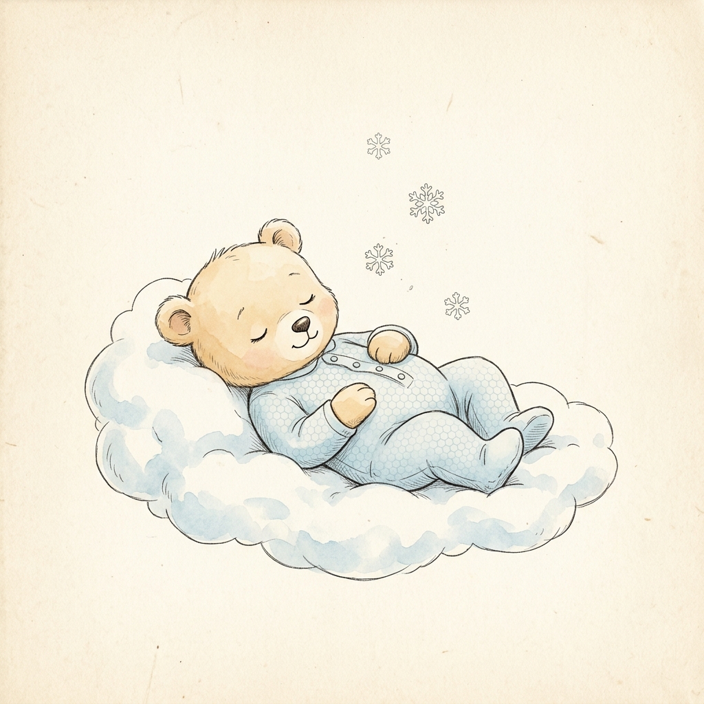 Bear cub sleeping in the snösoft footie